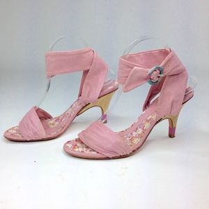 Ankle Wrap Soft Pink Leather Sexy Heels B-334